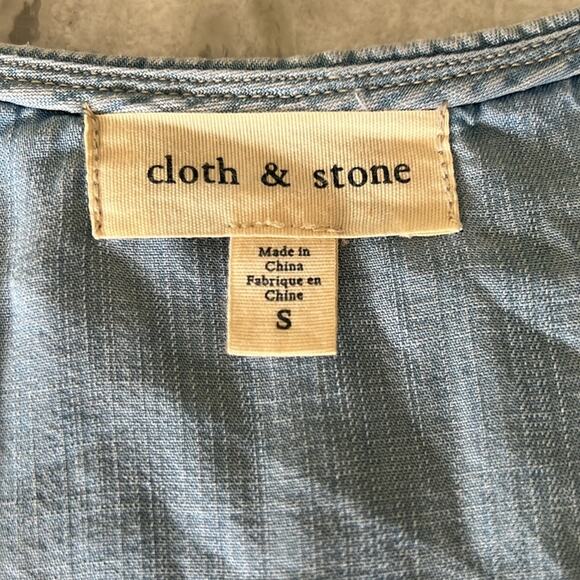 Anthropologie Cloth & Stone chambray romper Woman’s Size S Convertible Sleeve - Picture 6 of 16